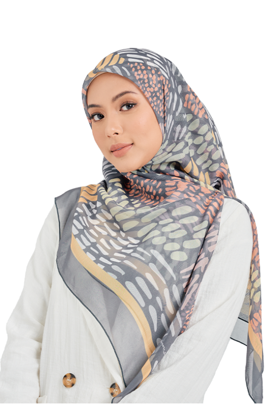 Mesoa Cotton Voile Printed Square in Tulmuru Grey Mesoa Cotton Voile Printed Square in Tulmuru Grey